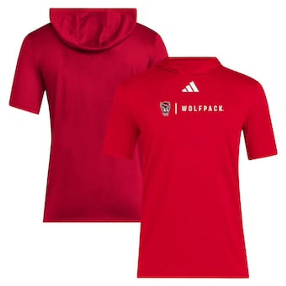 Men's adidas Red NC State Wolfpack 2024 Sideline Training Hooded T-Shirt