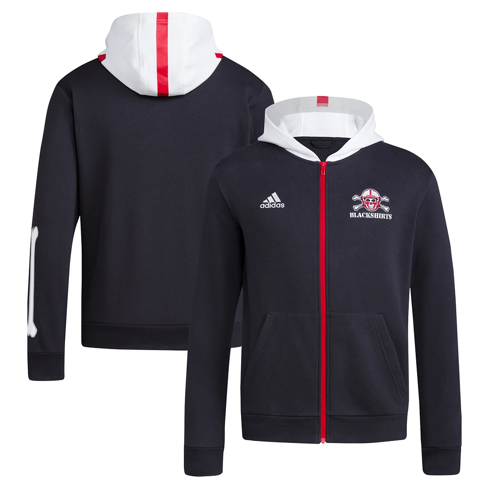 Men's adidas Black Nebraska Huskers Blackshirts Full-Zip Hoodie