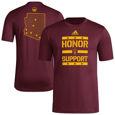 Men's adidas Maroon Arizona State Sun Devils Honor & Support Pre-Game T-Shirt