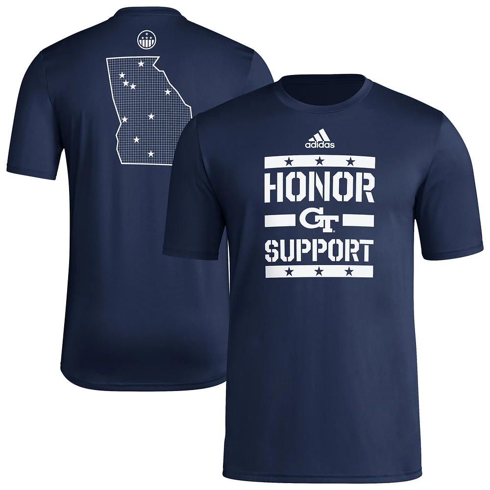 Men's adidas Navy Georgia Tech Yellow Jackets Honor & Support Pre-Game T-Shirt