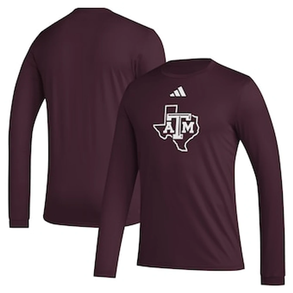 Men's adidas Maroon Texas A&M Aggies Primary Locker Logo Pre-Game Long Sleeve T-Shirt