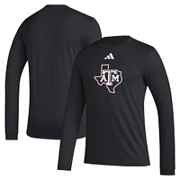 Men's adidas Black Texas A&M Aggies Primary Locker Logo Pre-Game Long Sleeve T-Shirt