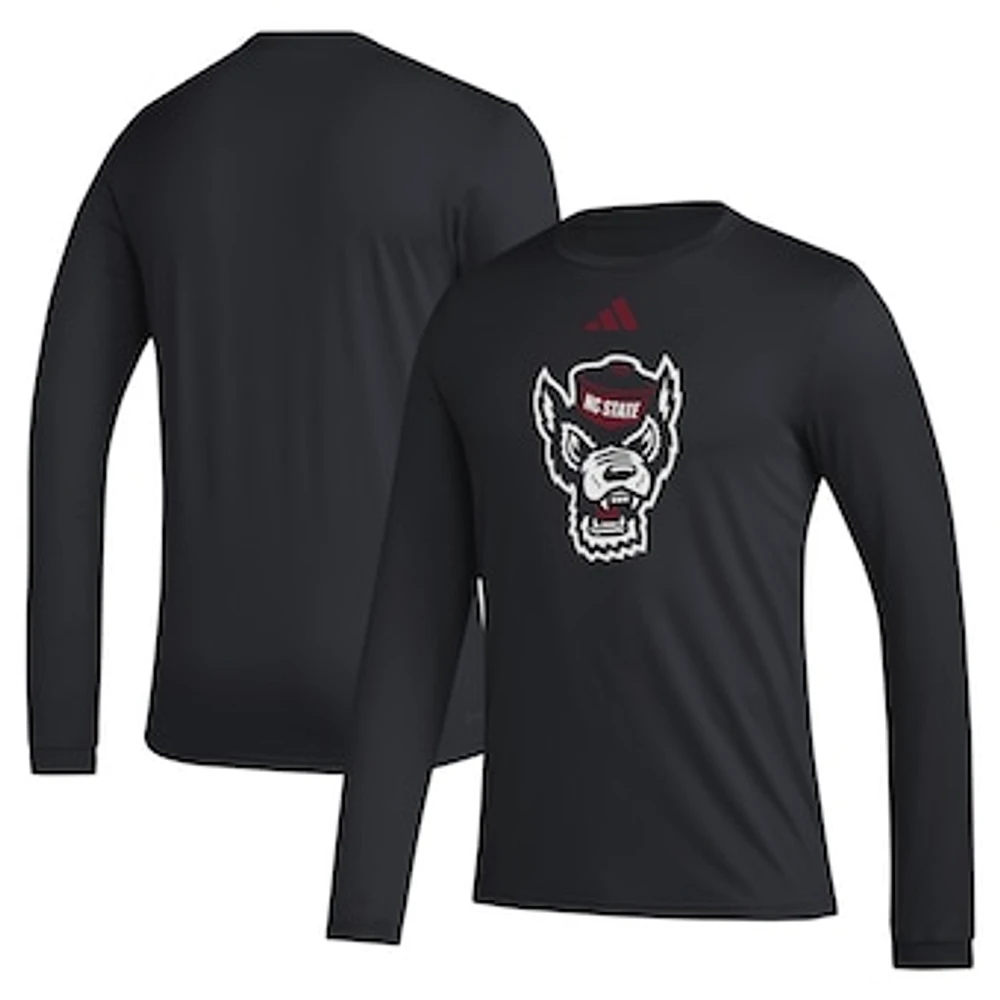 Men's adidas Black NC State Wolfpack Primary Locker Logo Pre-Game Long Sleeve T-Shirt