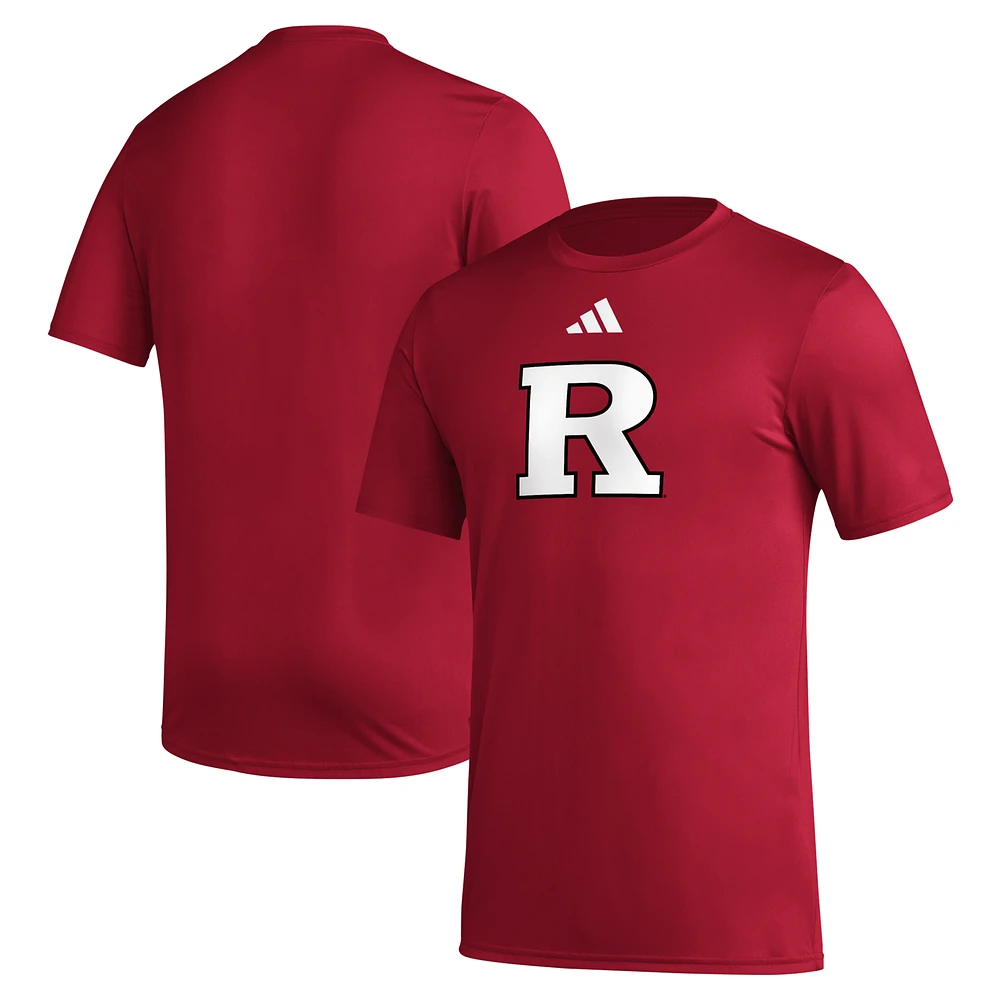 Men's adidas Scarlet Rutgers Knights Primary Locker Logo Pre-Game AEROREADY T-Shirt