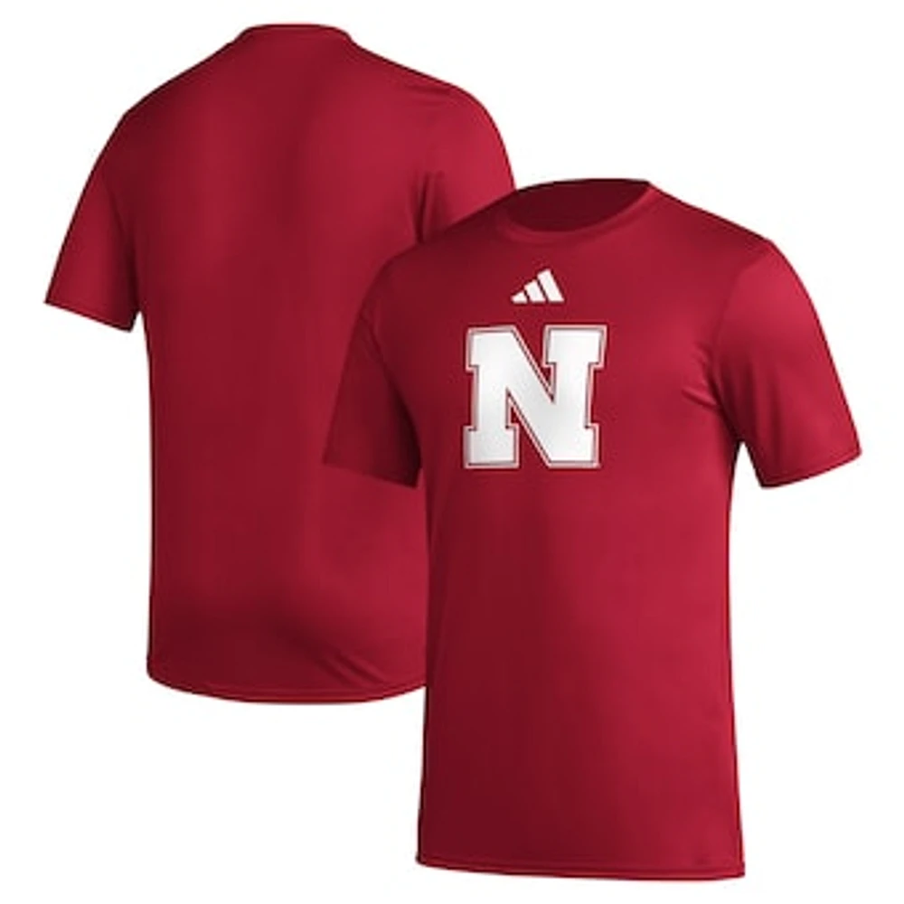 Men's adidas Scarlet Nebraska Huskers Primary Locker Logo Pre-Game AEROREADY T-Shirt