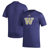 Men's adidas Purple Washington Huskies Primary Locker Logo Pre-Game AEROREADY T-Shirt