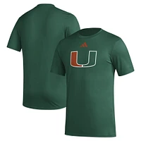 Men's adidas Miami Hurricanes Primary Locker Logo Pre-Game AEROREADY T-Shirt