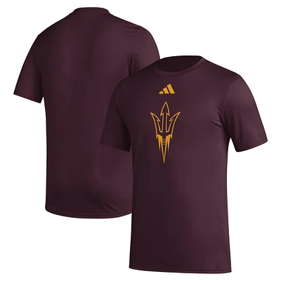 Men's adidas Maroon Arizona State Sun Devils Primary Locker Logo Pre-Game AEROREADY T-Shirt