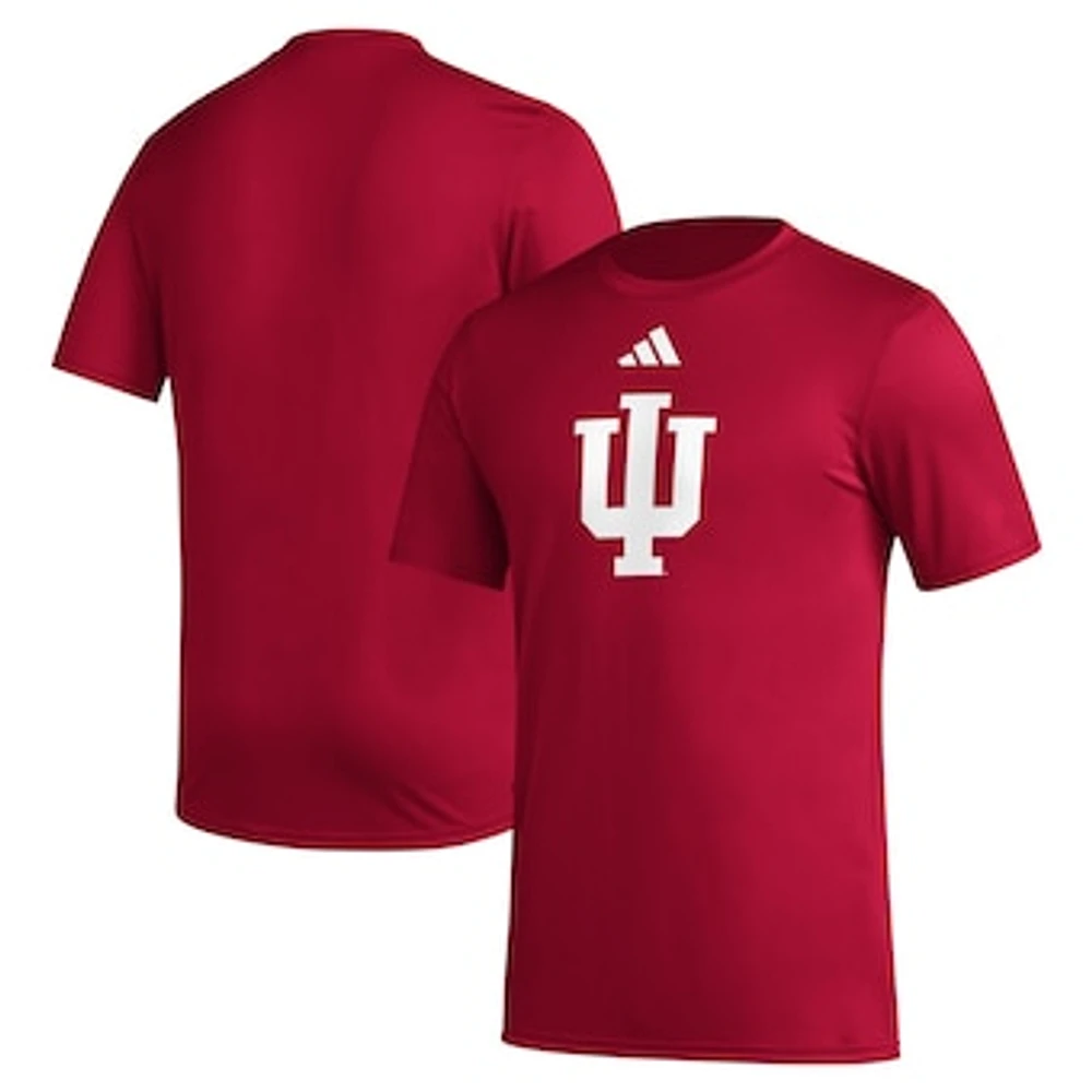 Men's adidas Crimson Indiana Hoosiers Primary Locker Logo Pre-Game AEROREADY T-Shirt