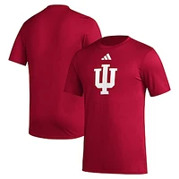 Men's adidas Crimson Indiana Hoosiers Primary Locker Logo Pre-Game AEROREADY T-Shirt