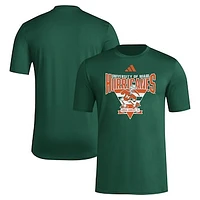 Men's adidas Green Miami Hurricanes 2024 Locker Trilateral Pre-Game T-Shirt