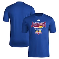 Men's adidas Royal Kansas Jayhawks 2024 Locker Trilateral Pre-Game T-Shirt