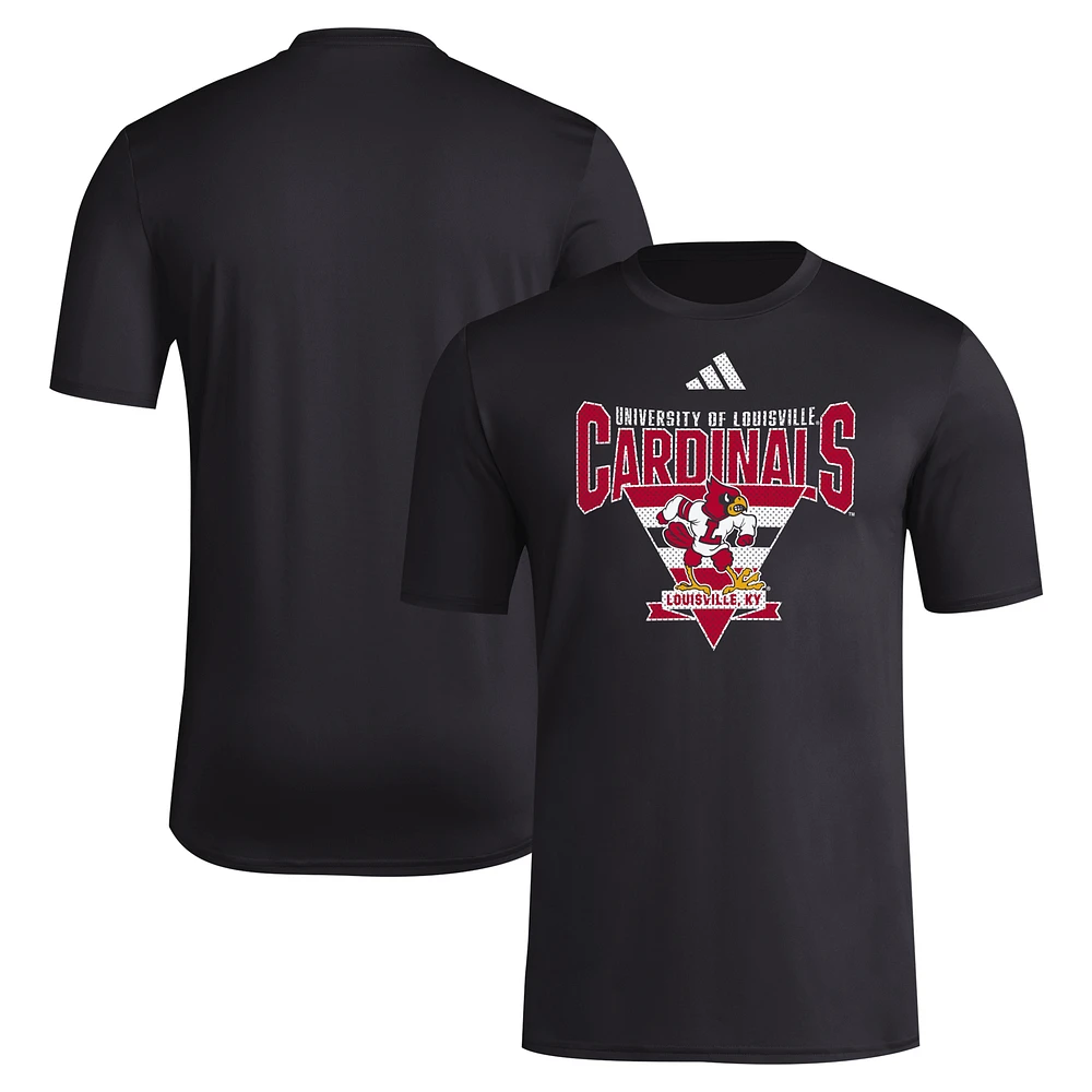 Men's adidas Black Louisville Cardinals 2024 Locker Trilateral Pre-Game T-Shirt