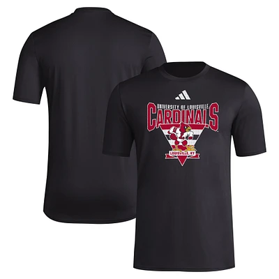 Men's adidas Black Louisville Cardinals 2024 Locker Trilateral Pre-Game T-Shirt