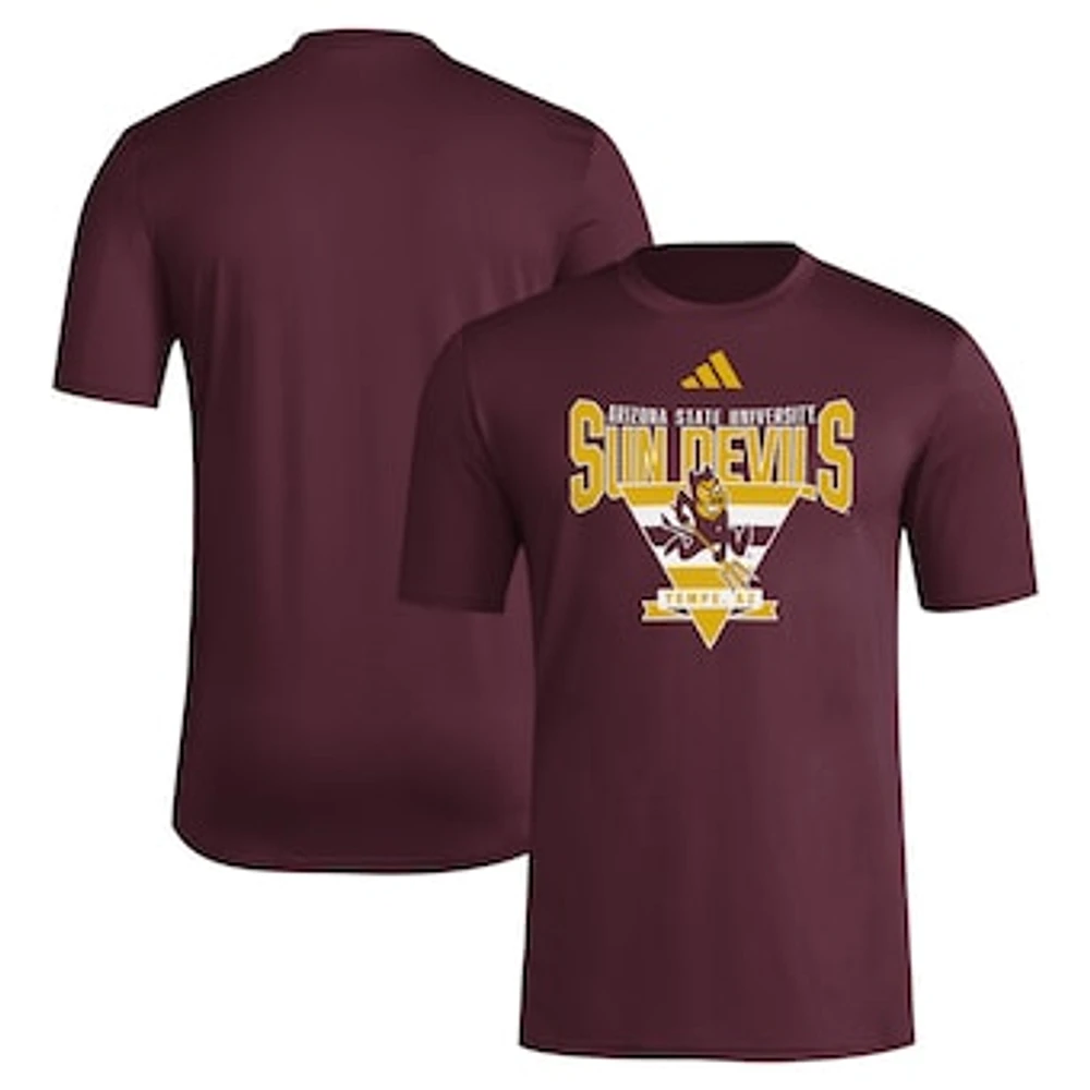 Men's adidas Maroon Arizona State Sun Devils 2024 Locker Trilateral Pre-Game T-Shirt