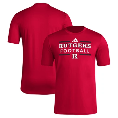 Men's adidas Scarlet Rutgers Knights Locker Football Pre-Game AEROREADY T-Shirt