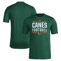 Men's adidas Green Miami Hurricanes Locker Football Pre-Game AEROREADY T-Shirt