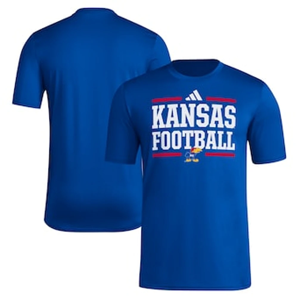 Men's adidas Royal Kansas Jayhawks Locker Football Pre-Game AEROREADY T-Shirt