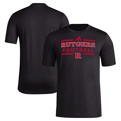 Men's adidas Black Rutgers Scarlet Knights Locker Football Pre-Game AEROREADY T-Shirt