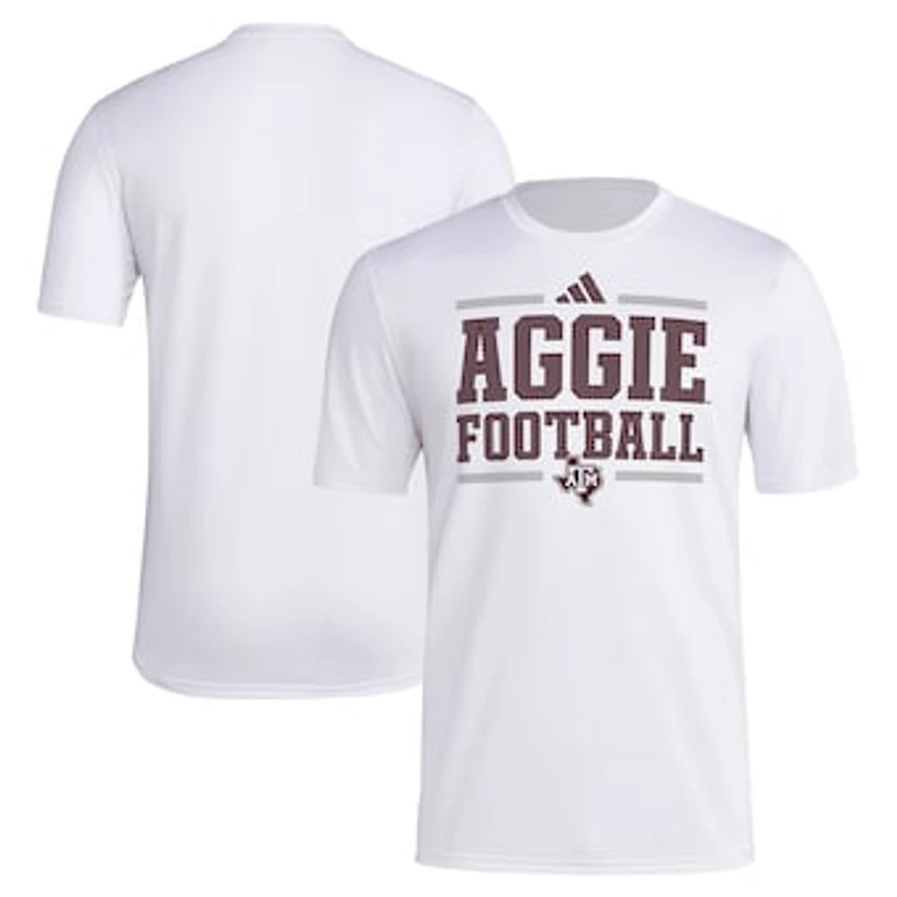 Men's adidas White Texas A&M Aggies Locker Football Pre-Game AEROREADY T-Shirt