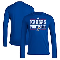 Men's adidas Royal Kansas Jayhawks Locker Football Pre-Game AEROREADY Long Sleeve T-Shirt