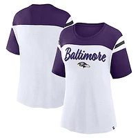 Women's Fanatics White/Purple Baltimore Ravens Cheer Chant Fashion Crop Top