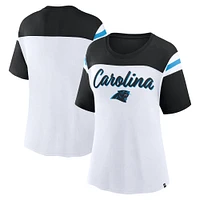 Women's Fanatics White/Black Carolina Panthers Cheer Chant Fashion Crop Top