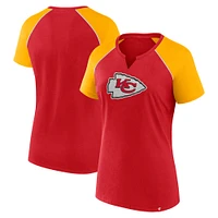 Women's Fanatics Red/Gold Kansas City Chiefs Glittered Primary Raglan T-Shirt