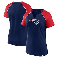 Women's Fanatics Navy/Red New England Patriots Glittered Primary Raglan T-Shirt