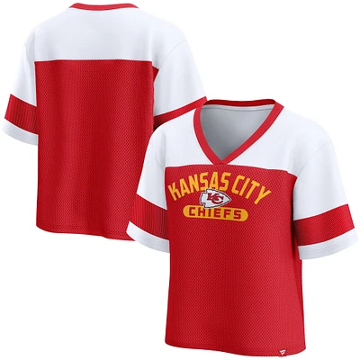 Women's Fanatics  Red/White Kansas City Chiefs Homeschool Jersey Poly V-NeckFashion Top