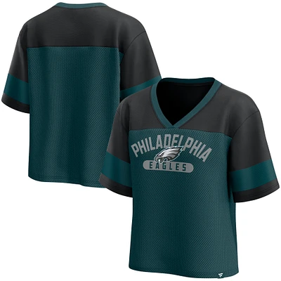 Women's Fanatics  Midnight Green/Black Philadelphia Eagles Homeschool Jersey Poly V-NeckFashion Top