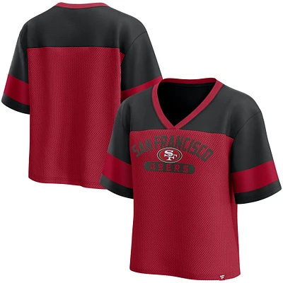 Women's Fanatics  Scarlet/Black San Francisco 49ers Homeschool Jersey Poly V-NeckFashion Top