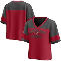 Women's Fanatics  Red/Pewter Tampa Bay Buccaneers Homeschool Jersey Poly V-NeckFashion Top