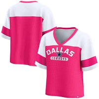 Women's Fanatics  Pink/White Dallas Cowboys Homeschool Jersey Poly V-NeckFashion Top