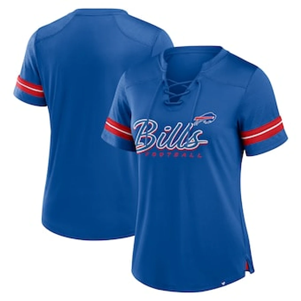 Women's Fanatics Royal Buffalo Bills Play Script Lace-Up T-Shirt