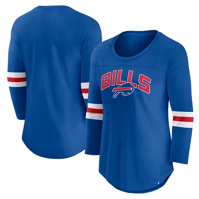 Women's Fanatics Royal Buffalo Bills First Team Arch Logo 3/4 Sleeve T-Shirt