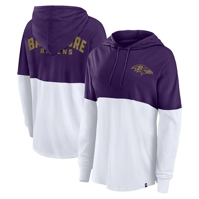 Women's Fanatics Purple/White Baltimore Ravens Backup Option Long Sleeve Hoodie T-Shirt