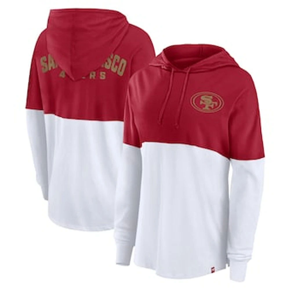 Women's Fanatics Scarlet/White San Francisco 49ers Backup Option Long Sleeve Hoodie T-Shirt