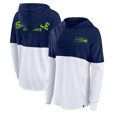 Women's Fanatics College Navy/White Seattle Seahawks Backup Option Long Sleeve Hoodie T-Shirt