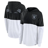 Women's Fanatics Black/White Las Vegas Raiders Backup Option Long Sleeve Hoodie T-Shirt