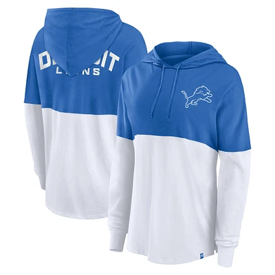 Women's Fanatics Blue/White Detroit Lions Backup Option Long Sleeve Hoodie T-Shirt