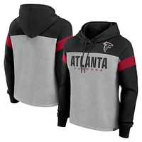 Women's Fanatics Heather Gray/Black Atlanta Falcons Bold Play Call Pullover Hoodie