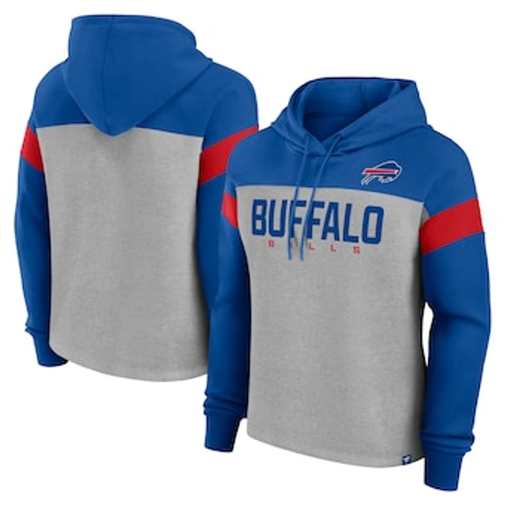 Women's Fanatics Heather Gray/Royal Buffalo Bills Bold Play Call Pullover Hoodie