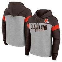 Women's Fanatics Heather Gray/Brown Cleveland Browns Bold Play Call Pullover Hoodie