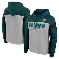 Women's Fanatics Heather Gray/Midnight Green Philadelphia Eagles Bold Play Call Pullover Hoodie