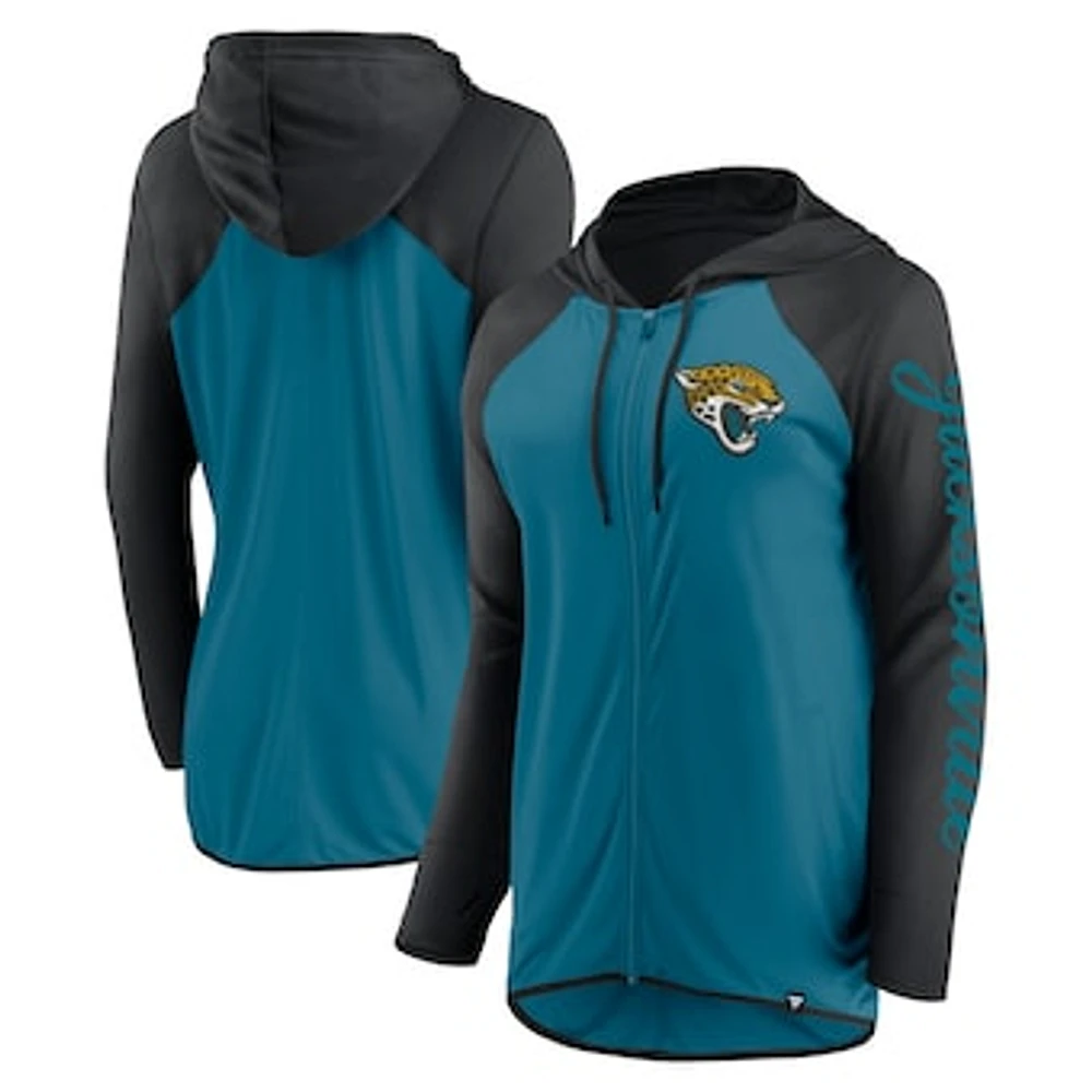 Women's Fanatics Teal/Black Jacksonville Jaguars Script Full-Zip Hoodie