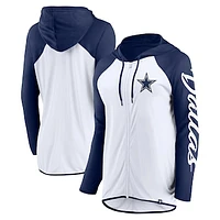 Women's Fanatics White/Navy Dallas Cowboys Script Full-Zip Hoodie