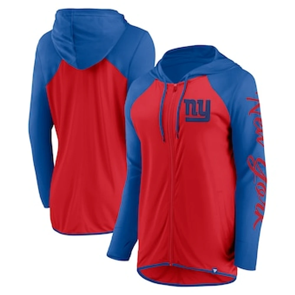 Women's Fanatics Red/Royal New York Giants Script Full-Zip Hoodie