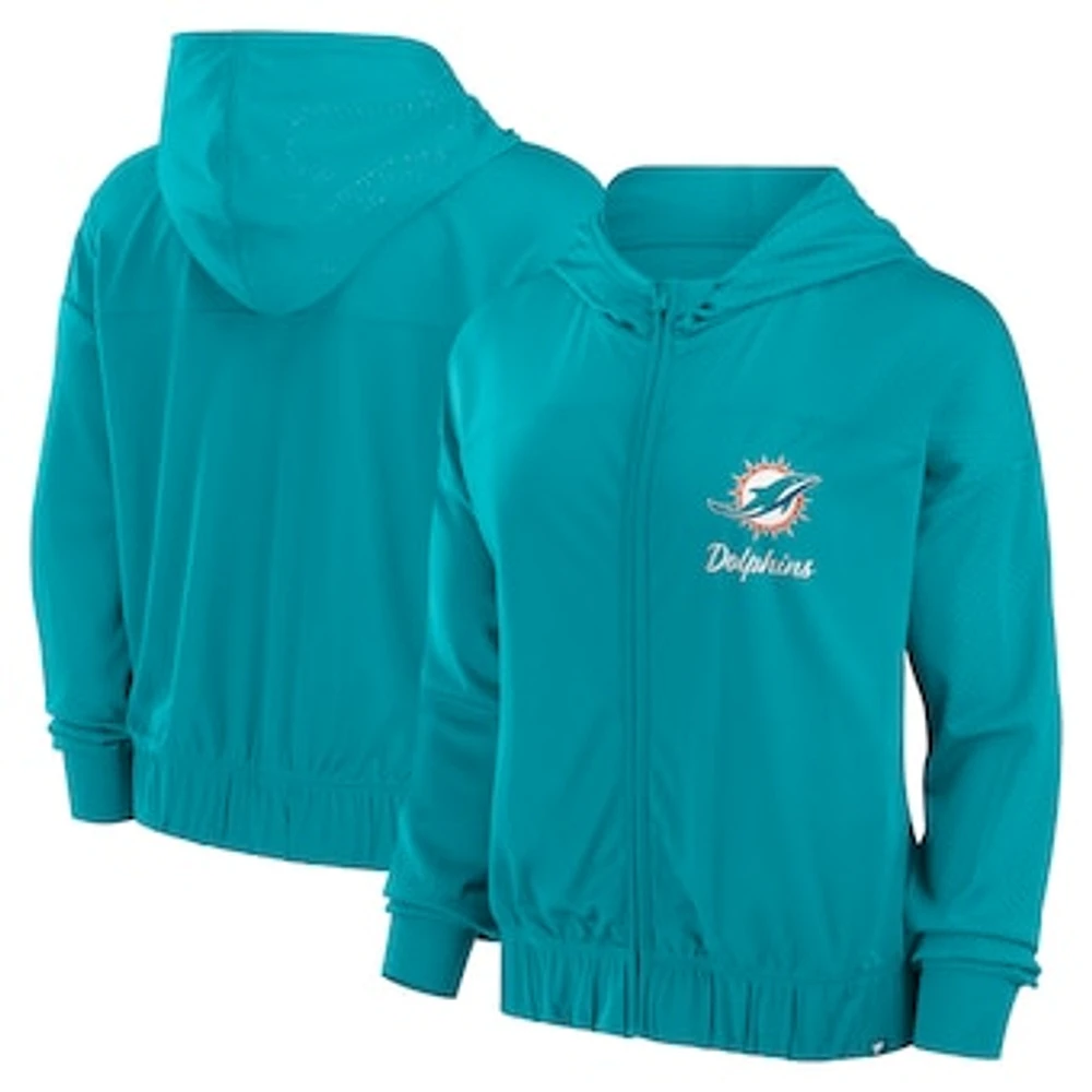 Women's Fanatics Aqua Miami Dolphins Script Lock Full-Zip Hoodie