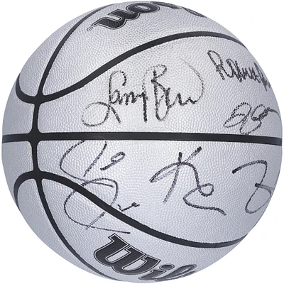 Boston Celtics Legends Autographed Wilson 75th Anniversary Platinum Basketball with 6 Signatures including Larry Bird, Kevin Garnett & Kevin McHale